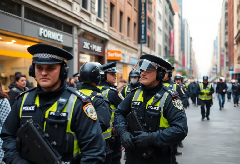 Police officers monitoring 16th Street Mall after stabbings