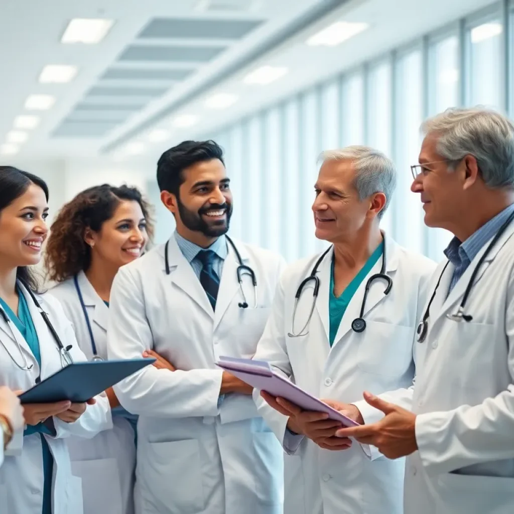 A group of doctors collaborating in a hospital setting