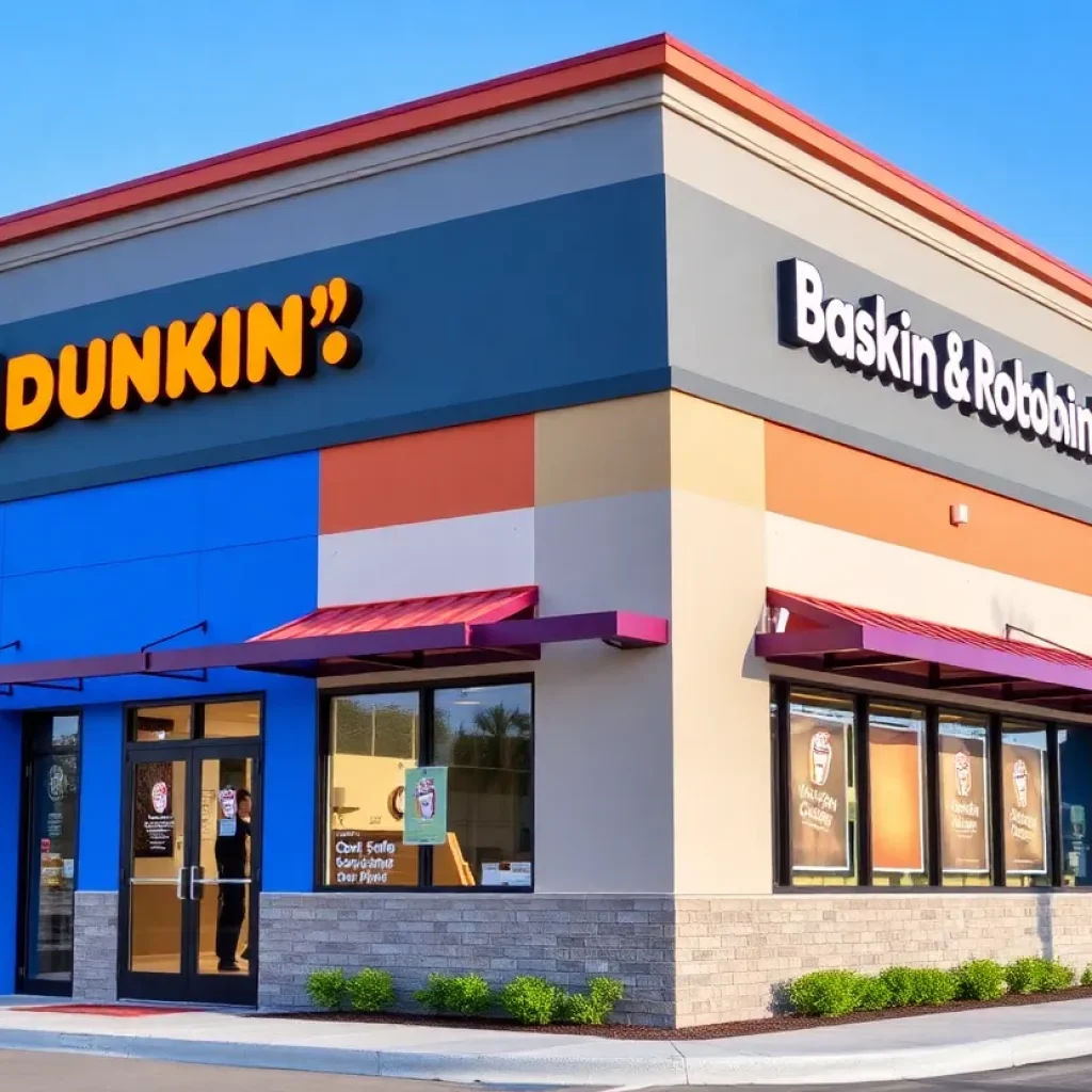 Exterior of the new Dunkin' and Baskin-Robbins combo restaurant in San Antonio