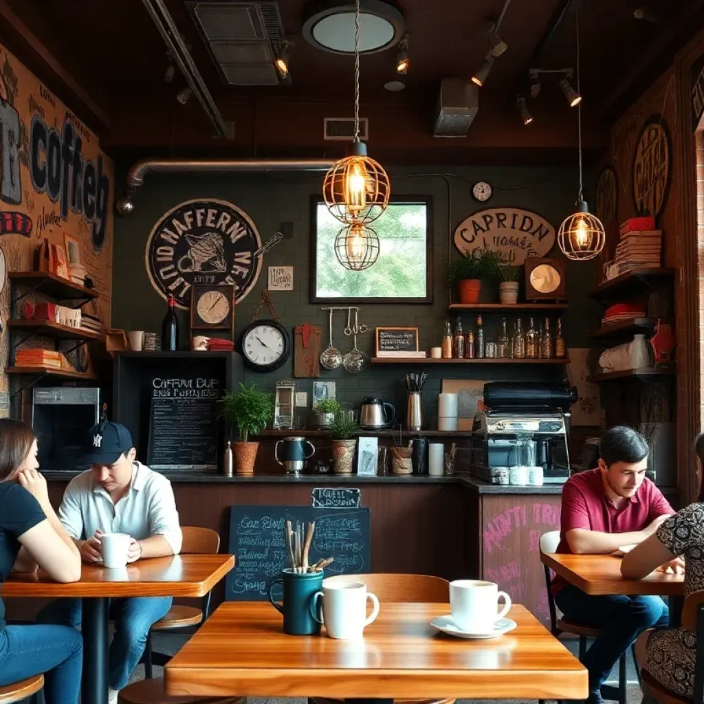 Interior of El Tigre Coffee Roasters with customers enjoying coffee