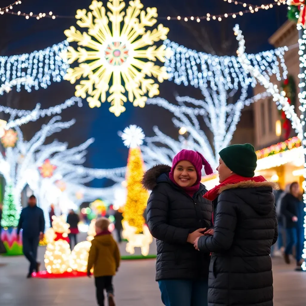 Families enjoying festive activities in San Antonio