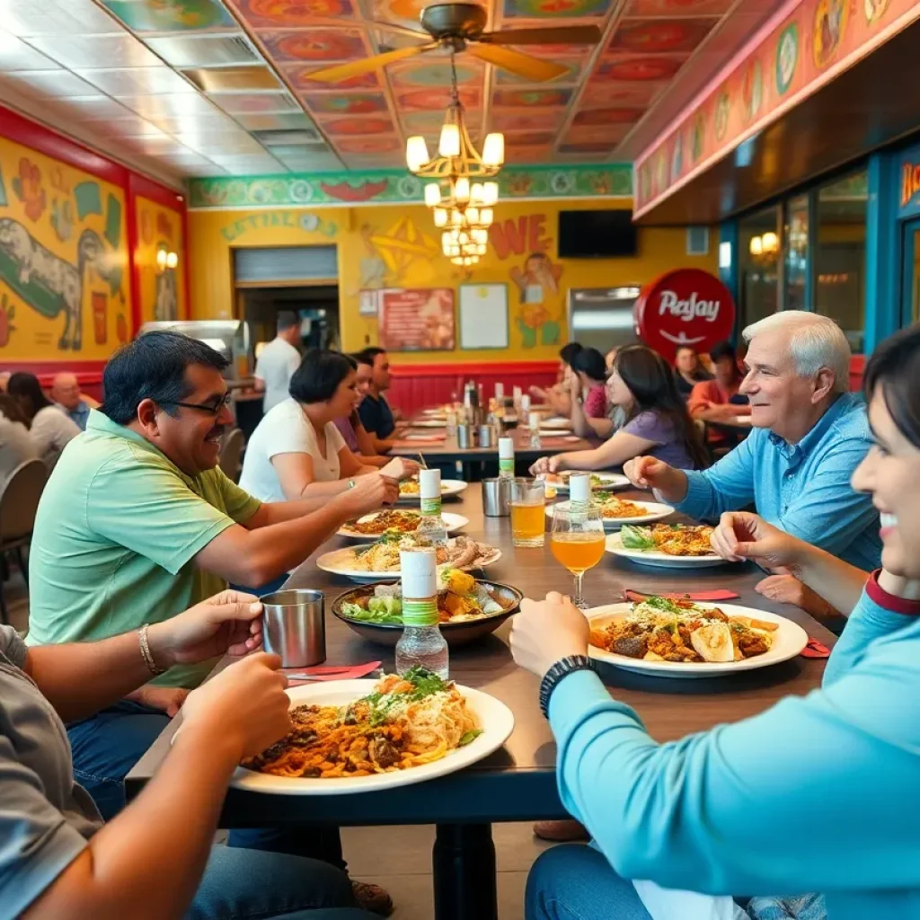 Diners at Gilbert's Mexican Restaurant in San Antonio enjoying traditional Mexican cuisine.