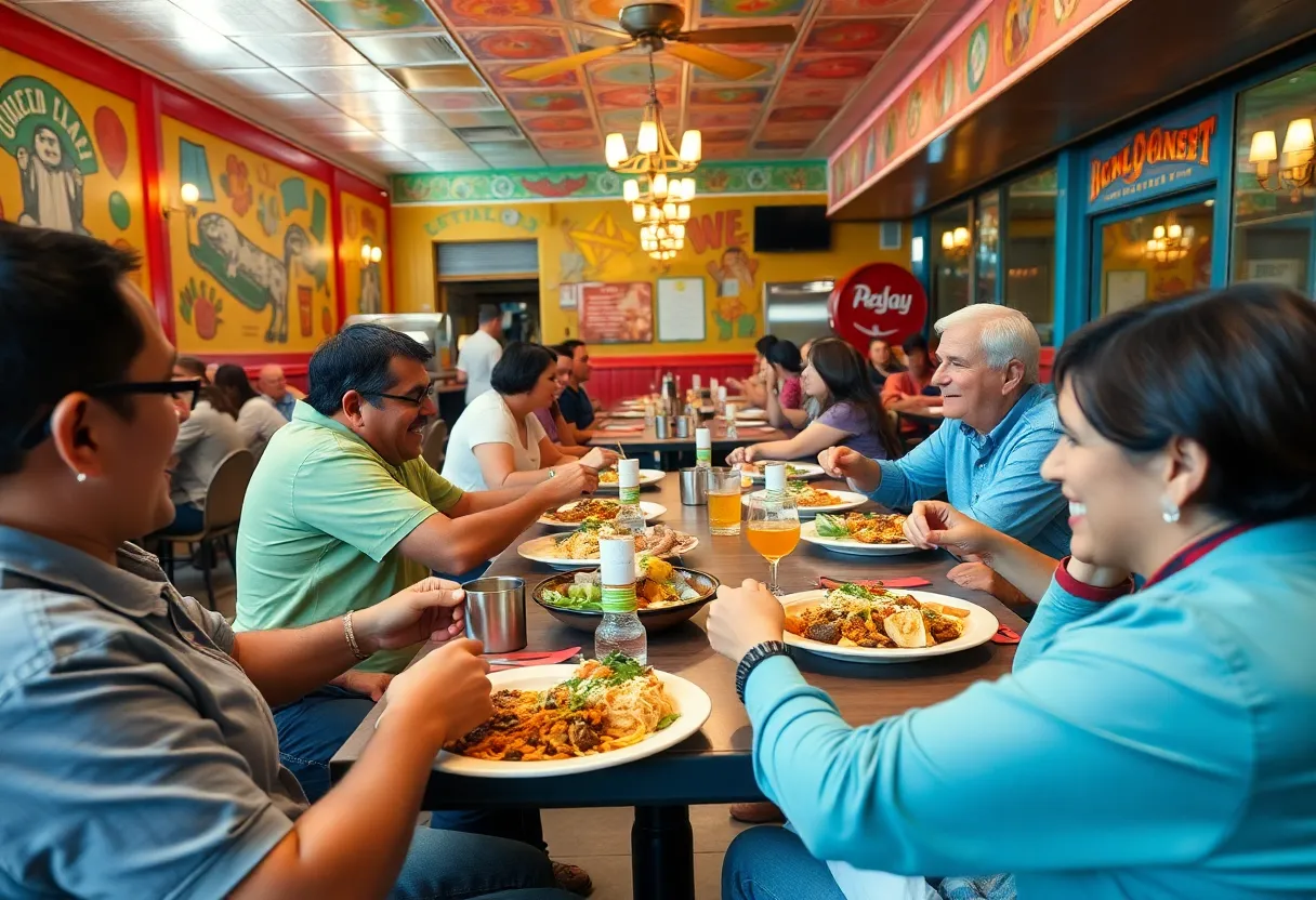 Diners at Gilbert's Mexican Restaurant in San Antonio enjoying traditional Mexican cuisine.