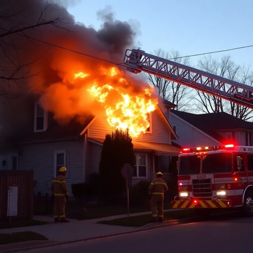 Firefighters combating a house fire on Zerrcliff Lane in San Antonio.