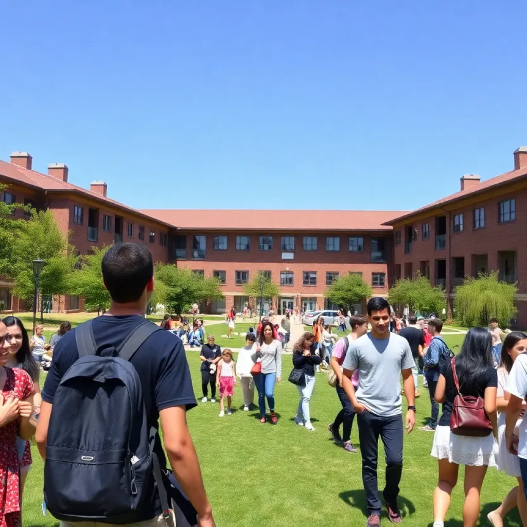 Diverse students engaging in activities on a university campus