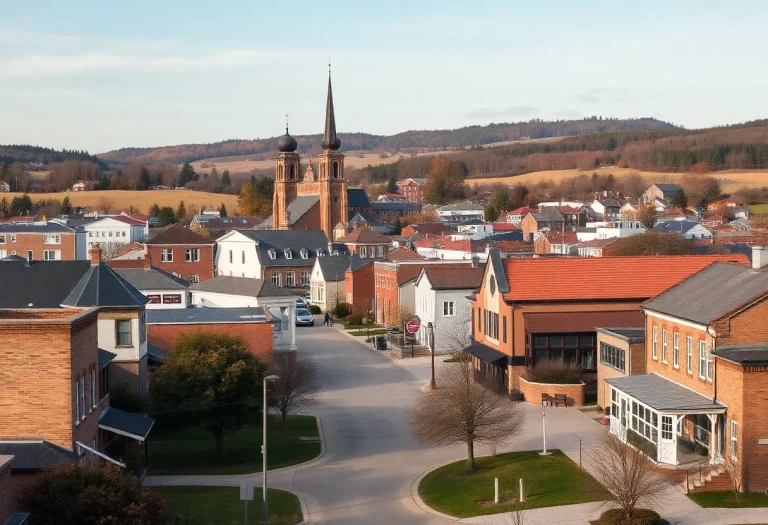 A scene from the funeral of Jimmy Carter showing the small town's historical landmarks.