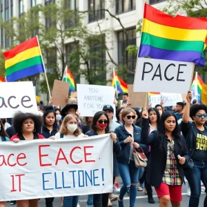 Participants in the San Antonio MLK Day march celebrating unity.