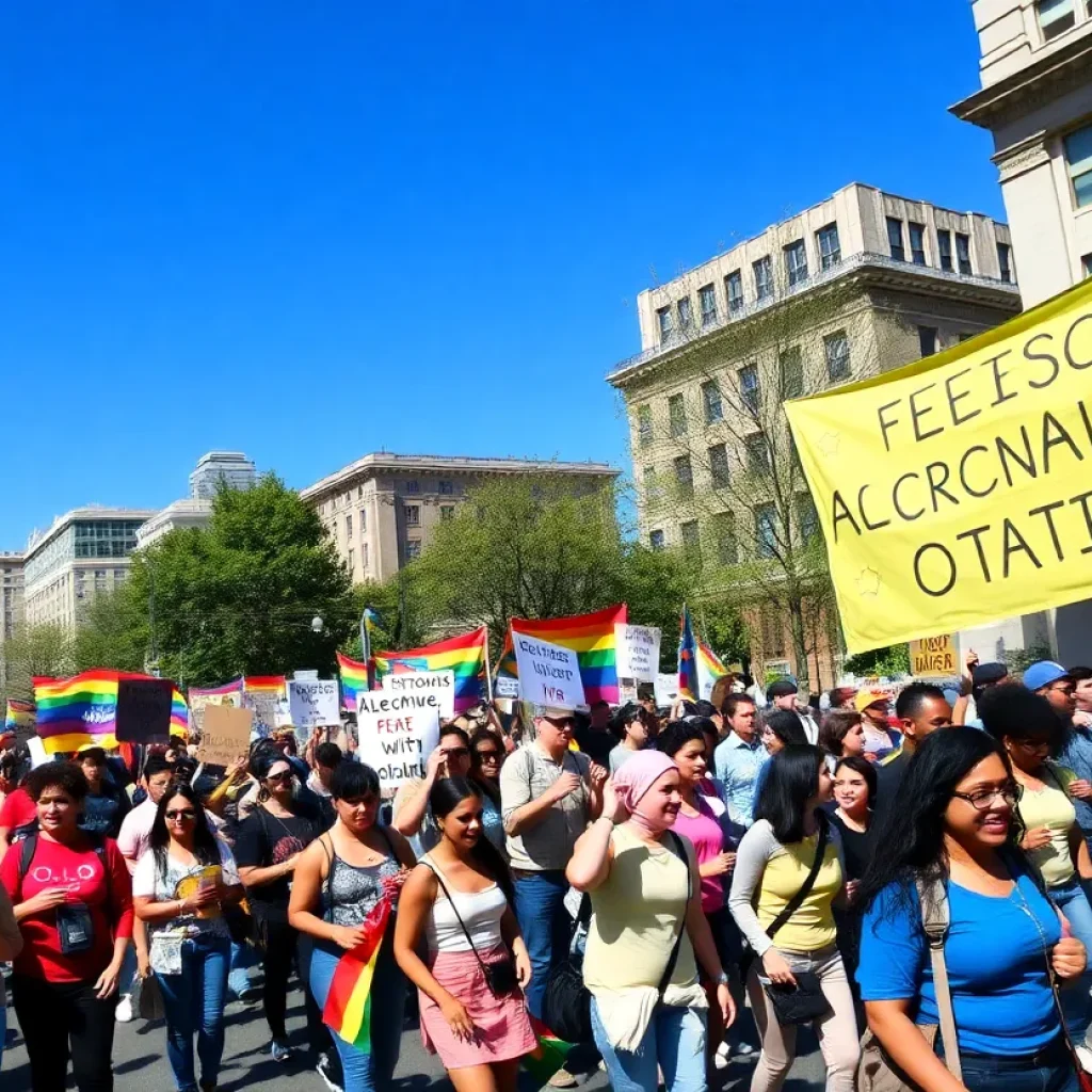 Participants marching in the MLK Jr. March in San Antonio