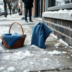 Snowy sidewalk in San Antonio where newborn was found