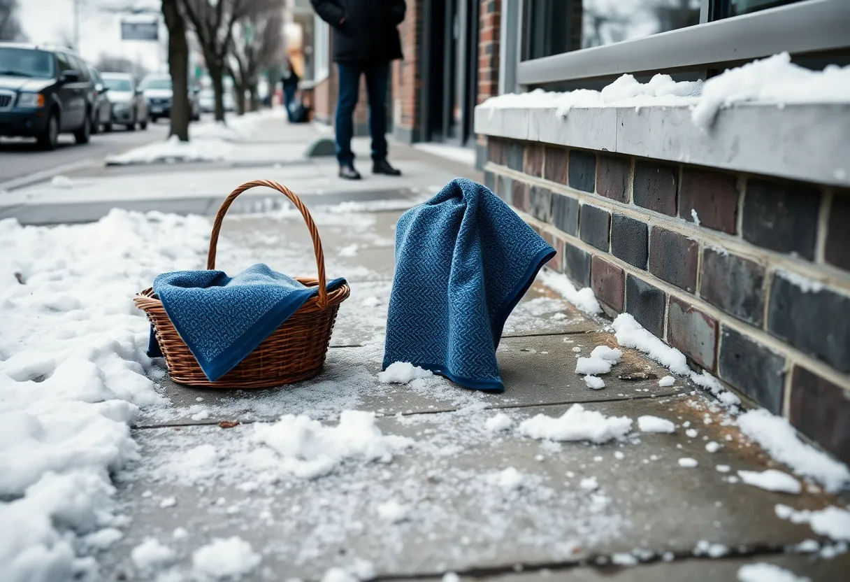 Snowy sidewalk in San Antonio where newborn was found