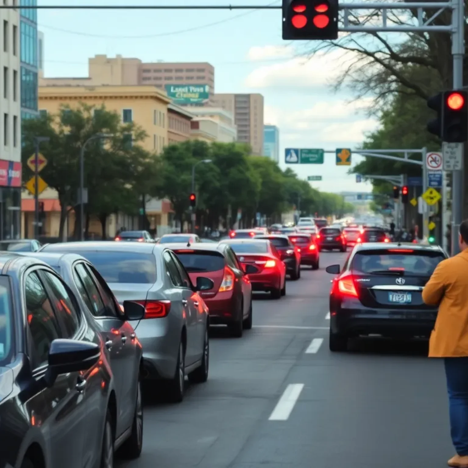 A San Antonio street scene illustrating pedestrian safety efforts.