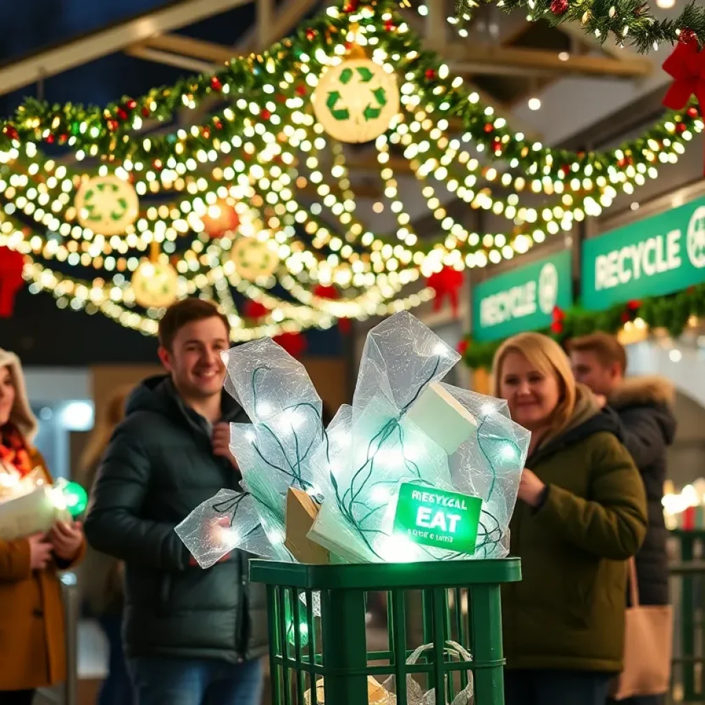 Community members recycling Christmas lights in San Antonio