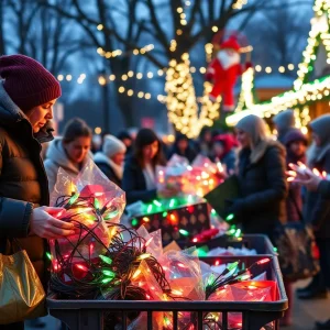 Residents dropping off broken Christmas lights for recycling in San Antonio