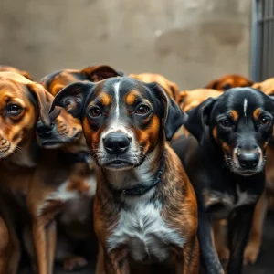 Group of malnourished dogs rescued from a neglect case