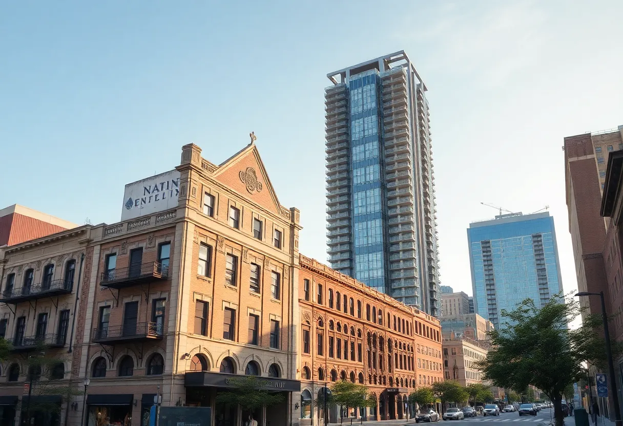 Modern and historic buildings in downtown San Antonio