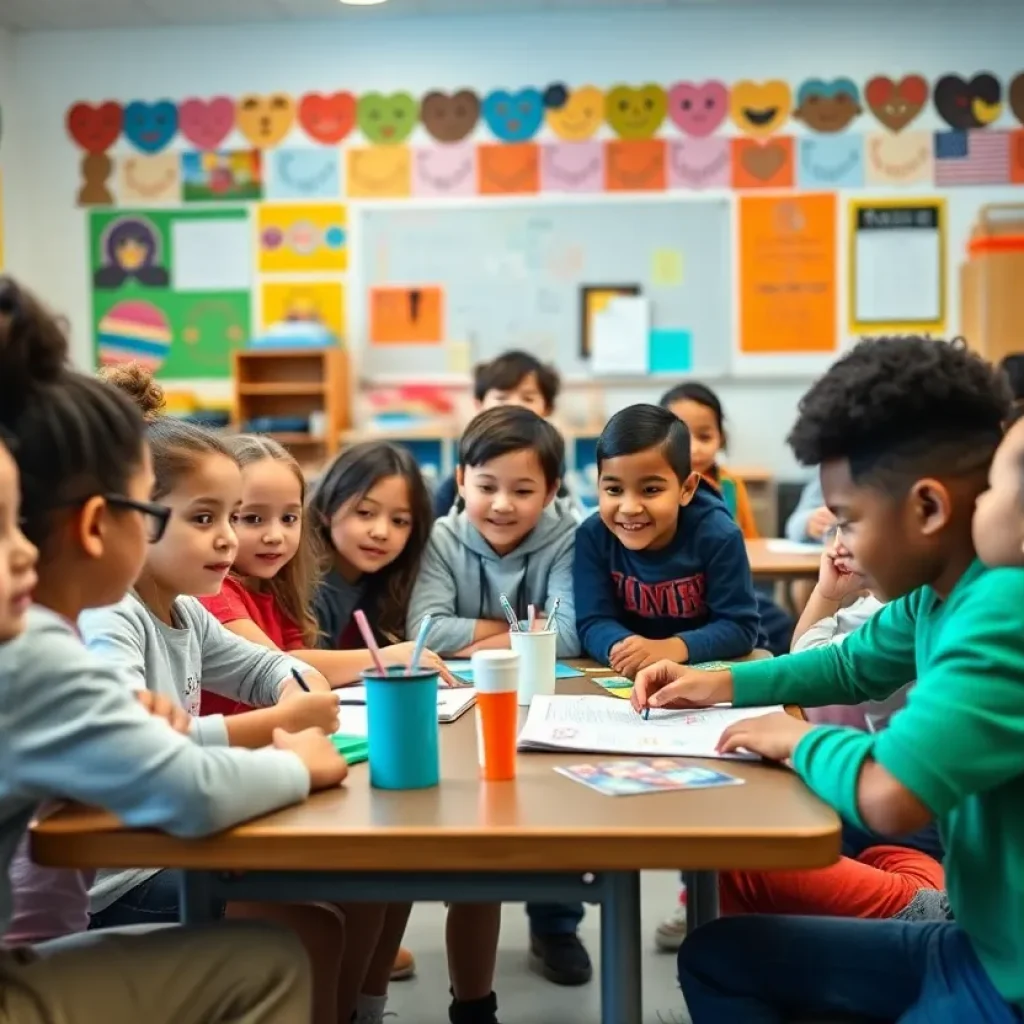 Students engaged in a creative classroom activity