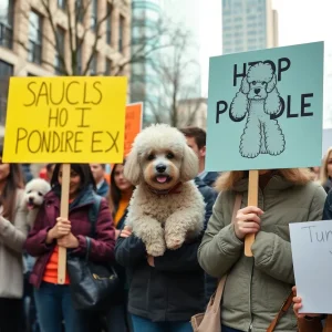 Community members in San Antonio rallying for animal rights.