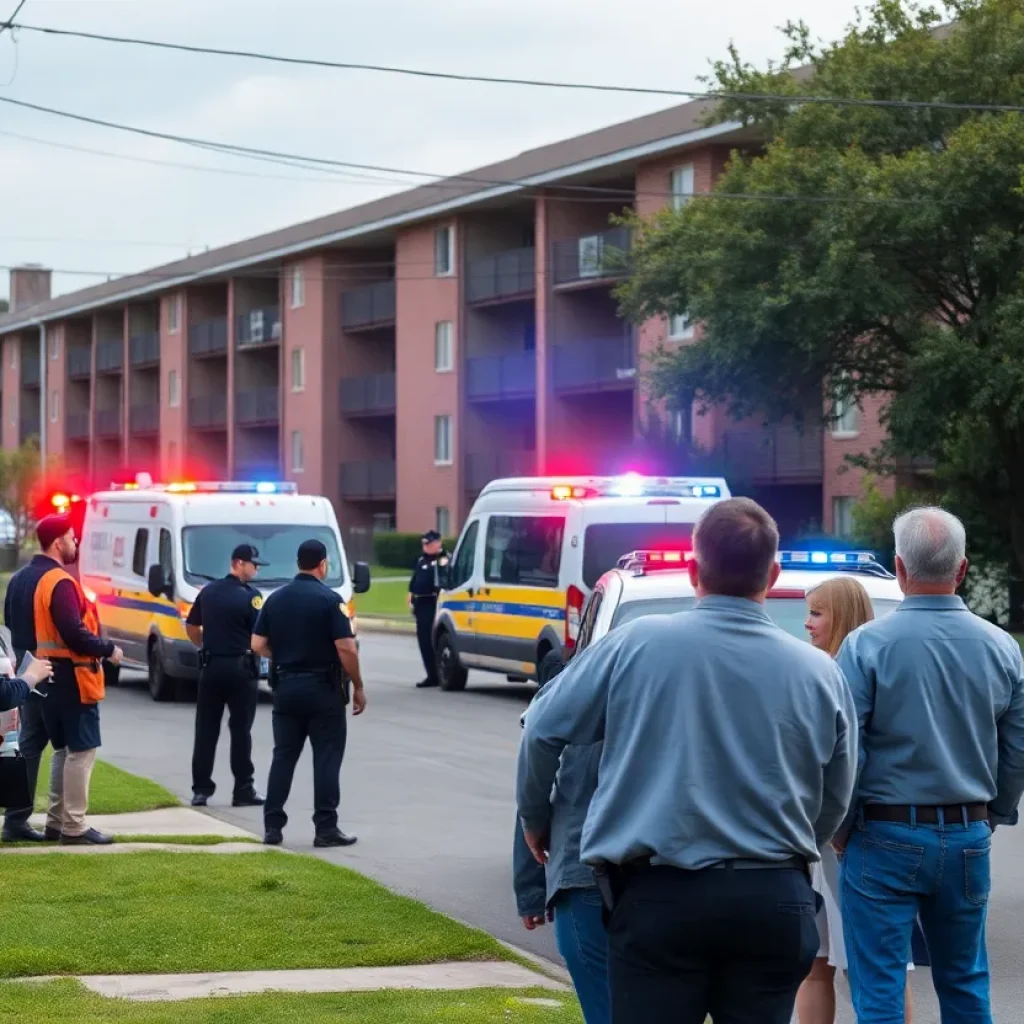 Police activity and emergency vehicles at the scene of a shooting in San Antonio