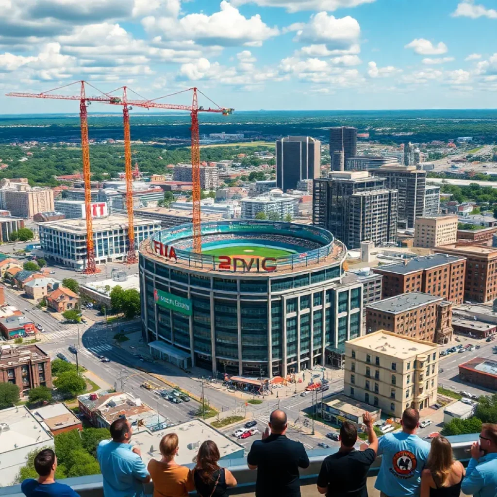 Aerial view of proposed baseball stadium site in San Antonio.