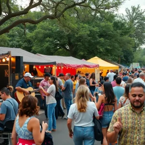 Crowd enjoying a festival in San Antonio