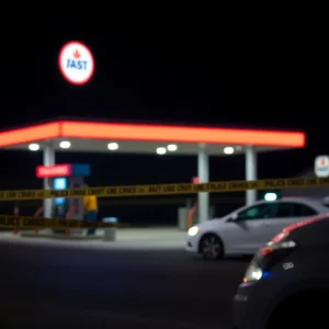 Police investigation at a San Antonio gas station robbery site