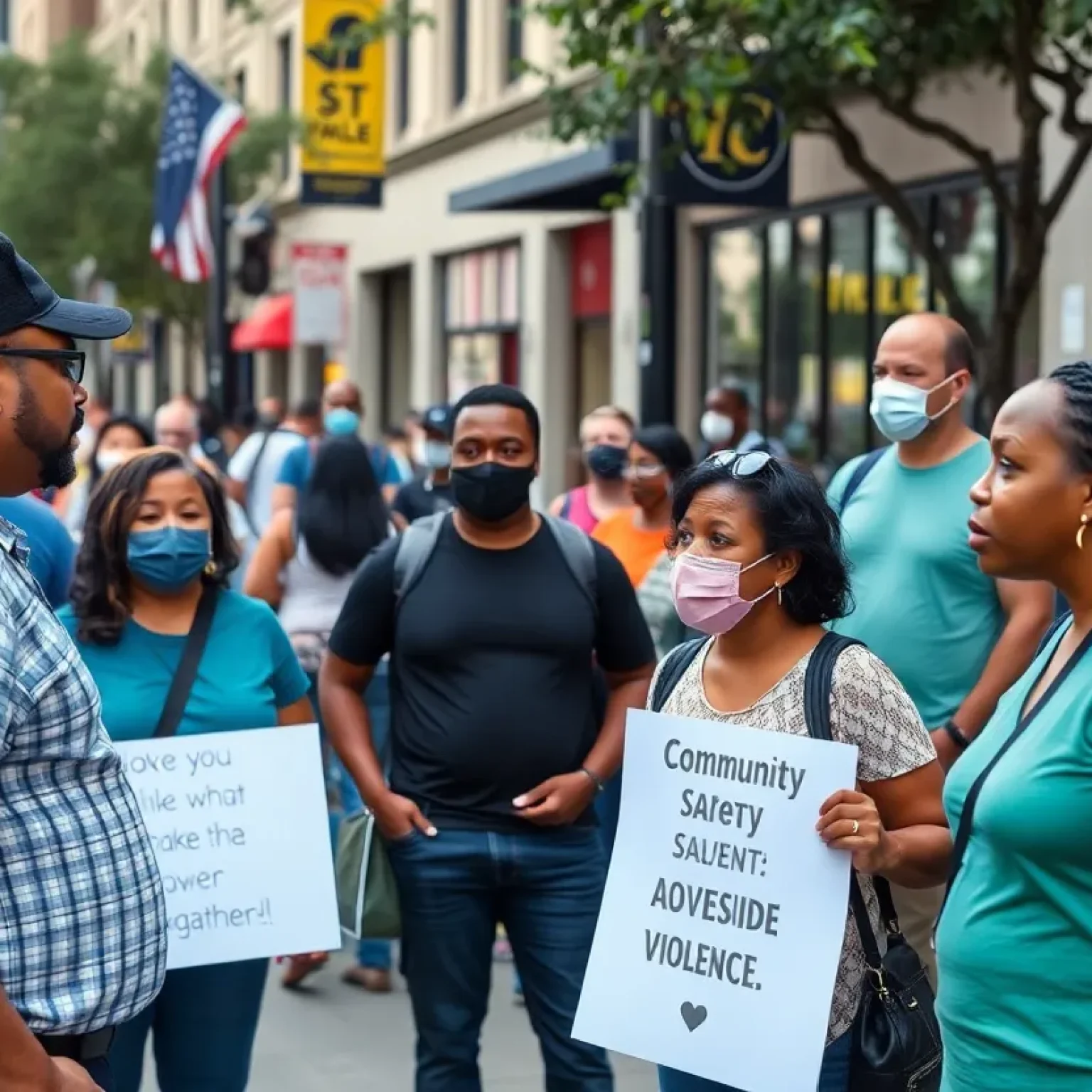 Residents of San Antonio discussing safety measures against gun violence