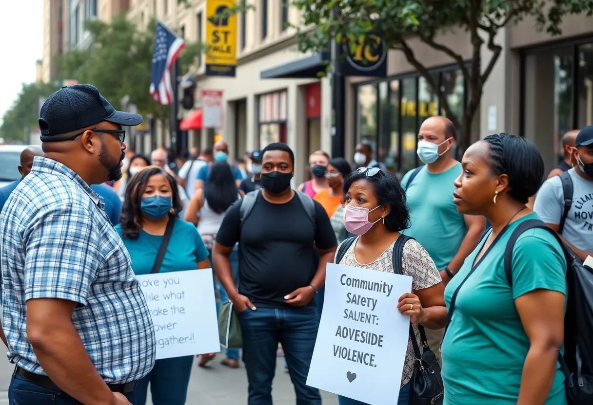 Residents of San Antonio discussing safety measures against gun violence