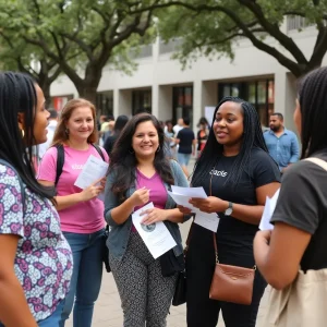 People discussing sexual health awareness in San Antonio.