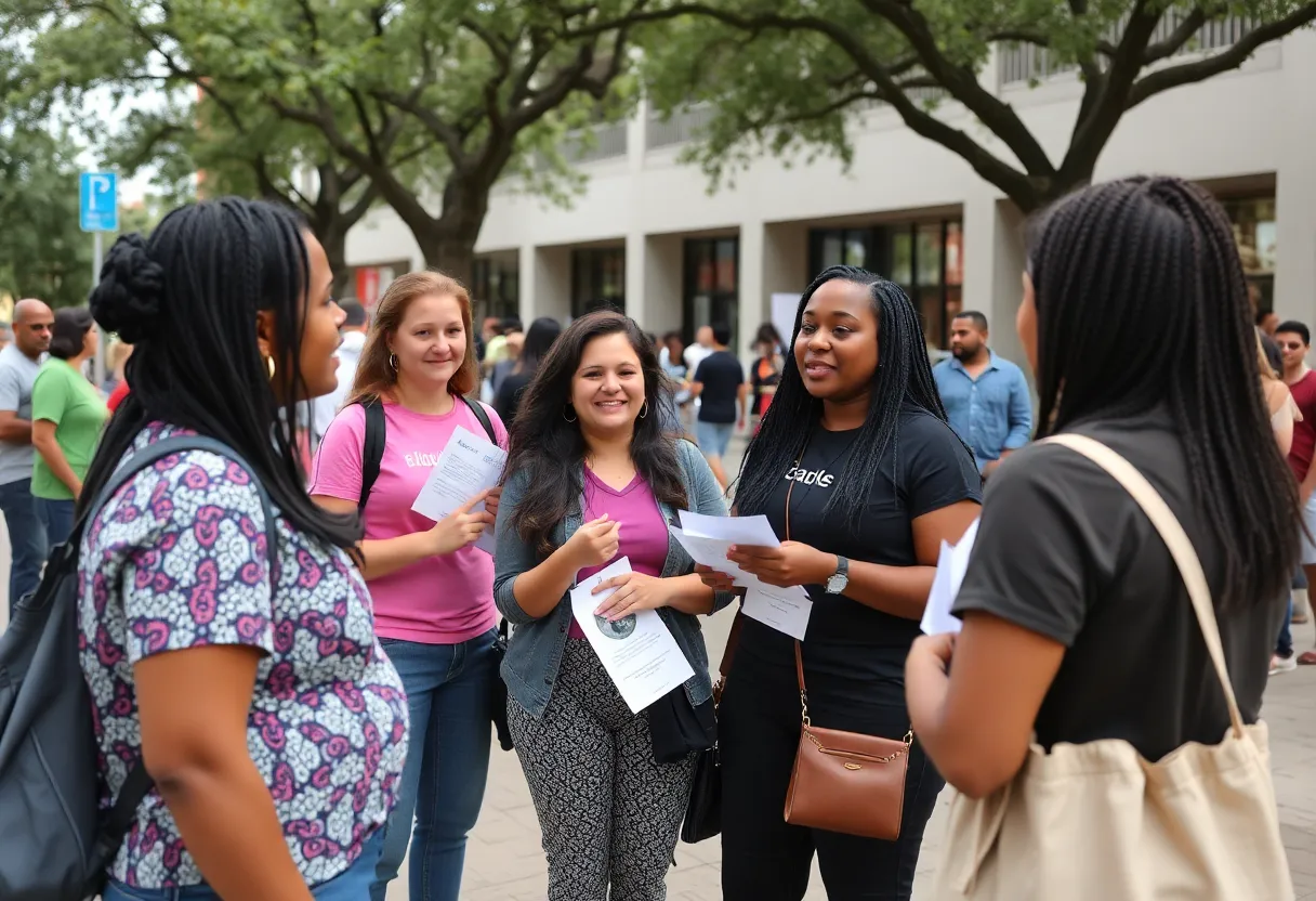 People discussing sexual health awareness in San Antonio.