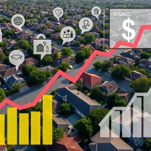 Aerial view of San Antonio homes with overlay of insurance symbols and rising costs.