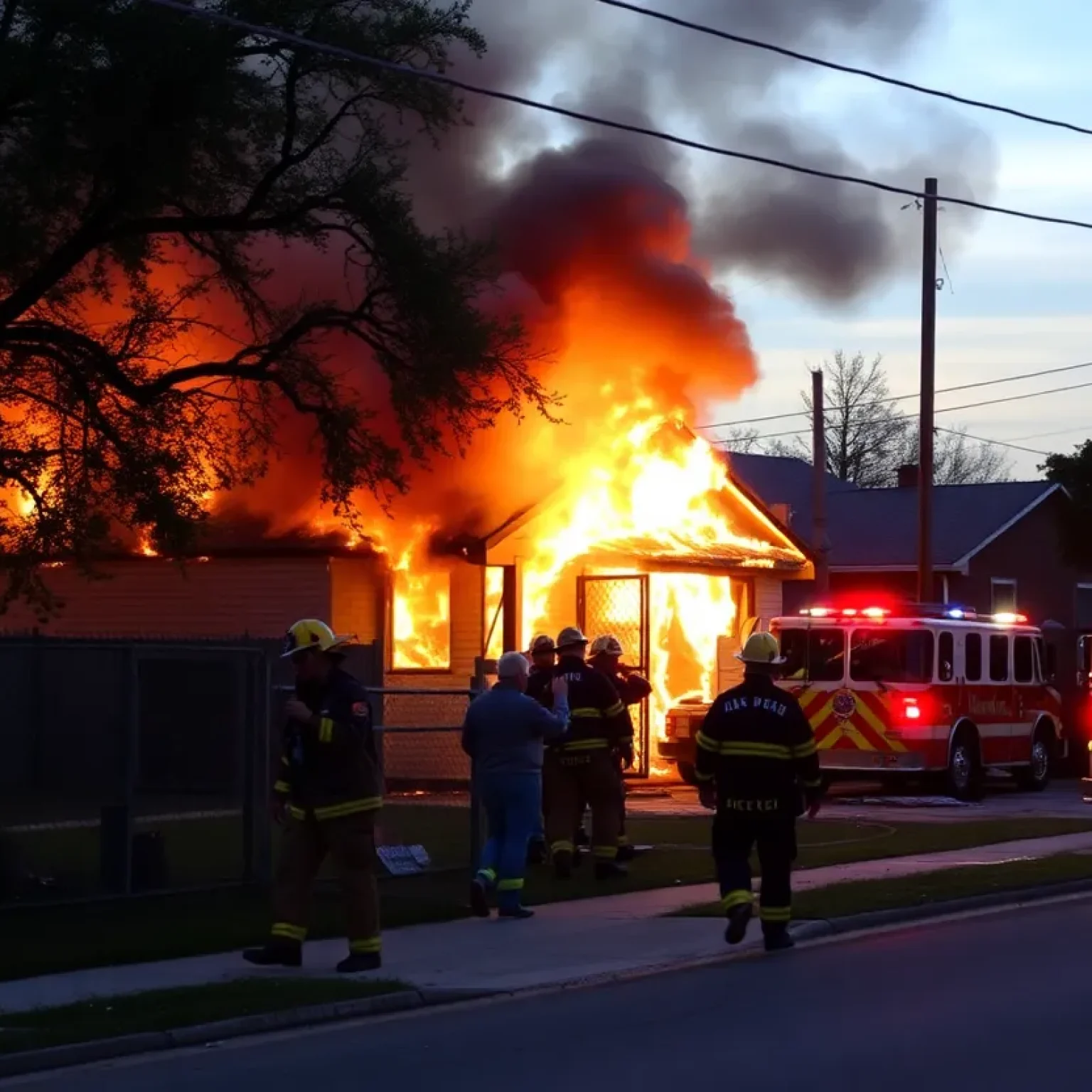 House in San Antonio engulfed in flames with firefighters on scene