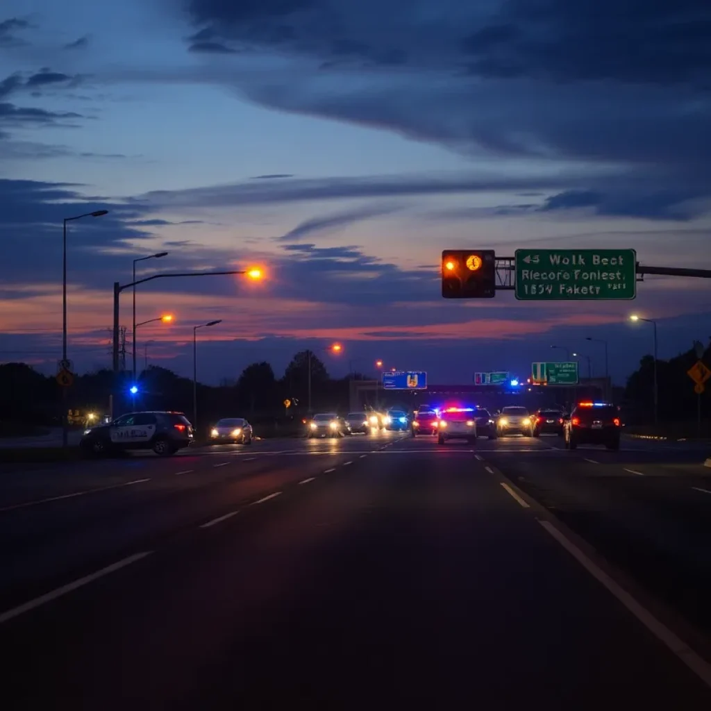 Scene of a tragic incident on IH-10 with emergency vehicles