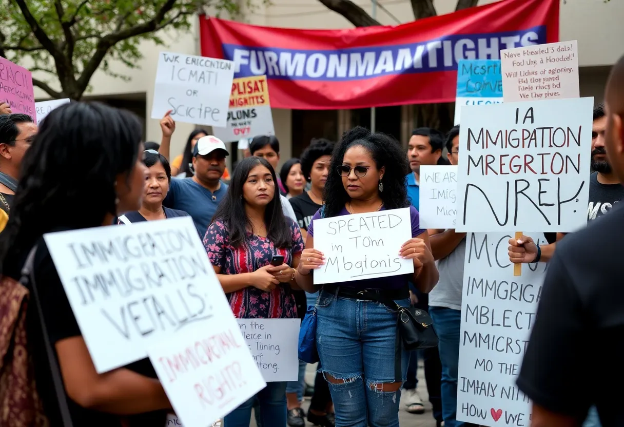 Residents of San Antonio discussing immigration rights during a community gathering.