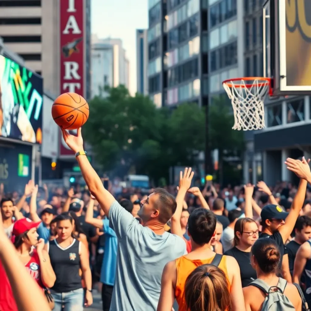 San Antonio scene featuring music events and basketball activities.