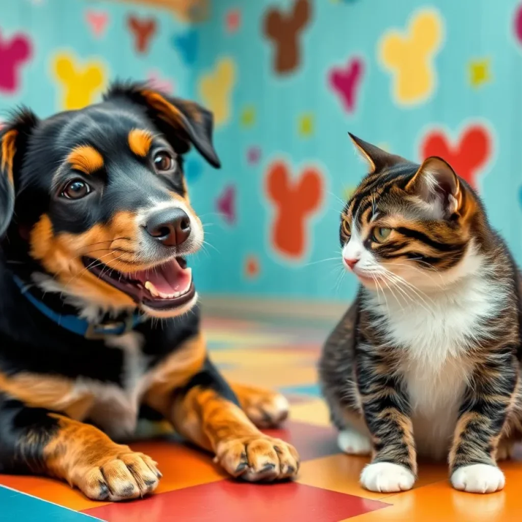 Dog and cat at San Antonio Pets Alive! adoption event