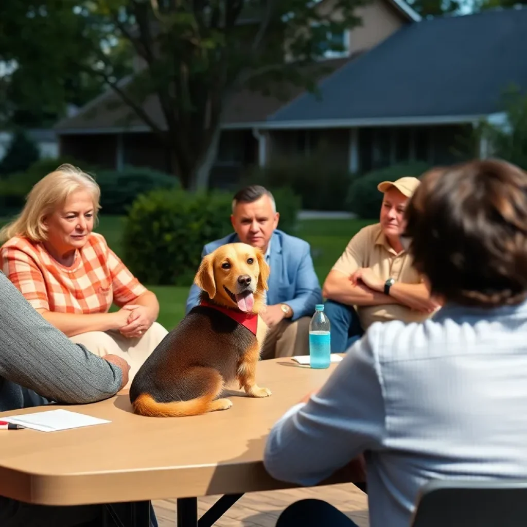 Residents of San Antonio attending a meeting about dog safety and neighborhood concerns.