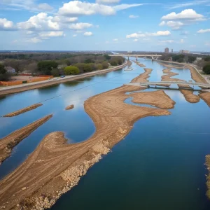 Drained section of San Antonio River for maintenance