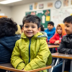 Students in a cold classroom due to heating issues in San Antonio schools