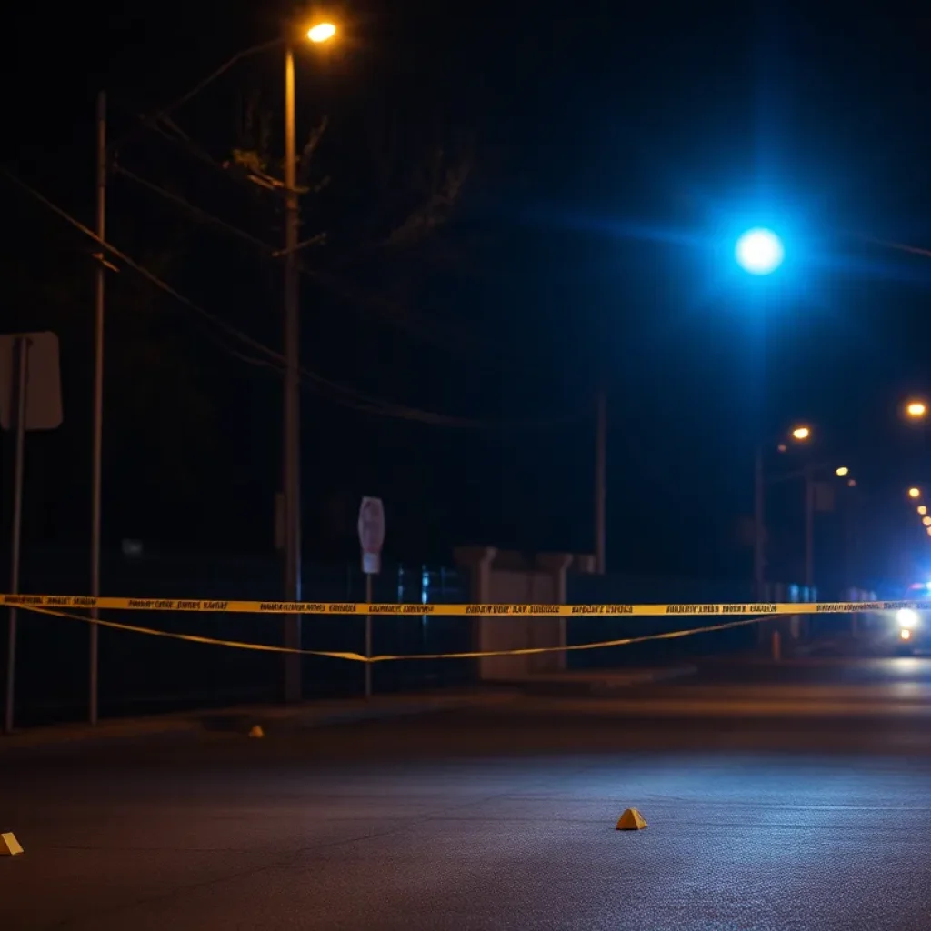 Police lights at a crime scene in San Antonio after a shooting incident.