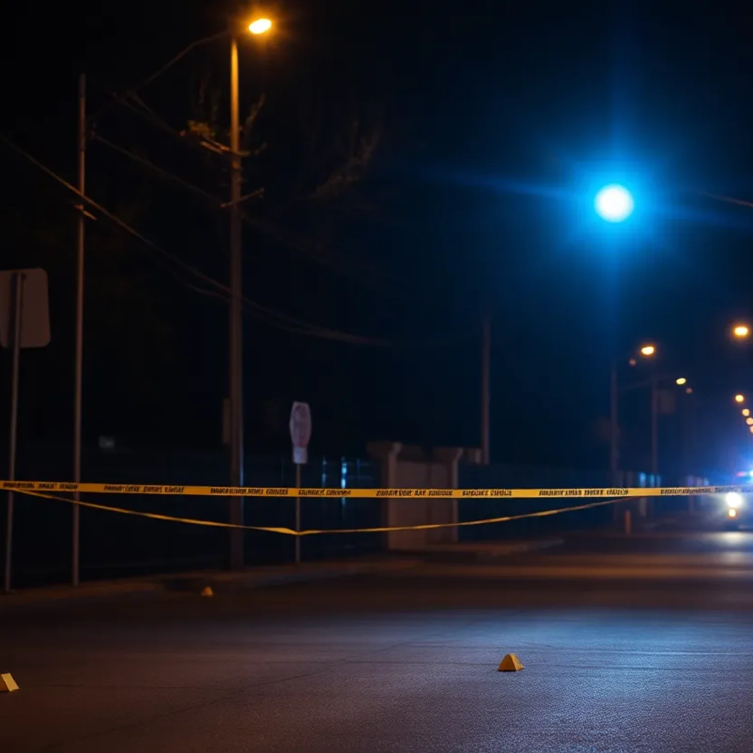 Police lights at a crime scene in San Antonio after a shooting incident.