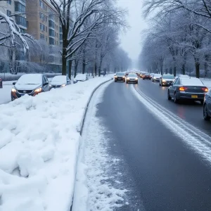 Snow-covered streets in San Antonio during winter storm