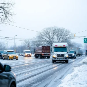 Icy roads in San Antonio with winter preparation activities