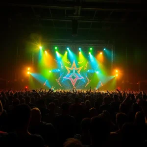 Crowd enjoying SAXON concert at Tobin Center