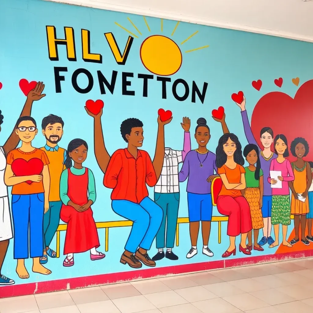 Mural at the new blood donation center in San Antonio