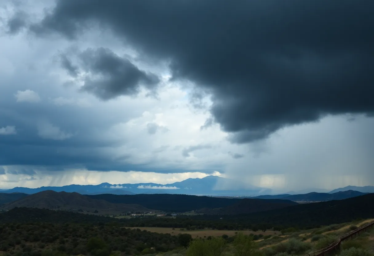 Dark clouds over Southern California landscape