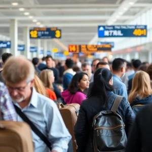 Travelers at the airport wearing different clothing styles