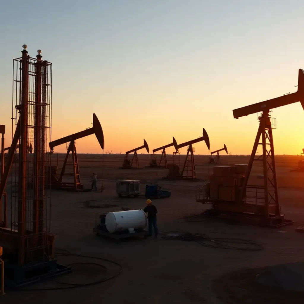 Texas Oil Field at Sunset