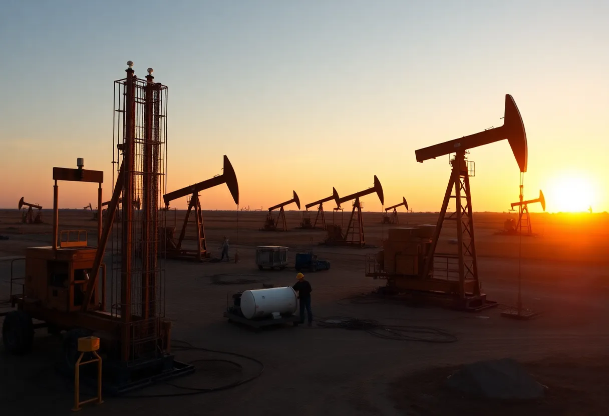 Texas Oil Field at Sunset