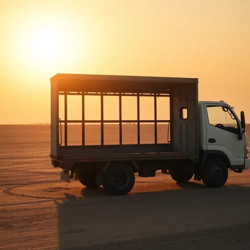 Empty truck symbolizing human trafficking tragedy