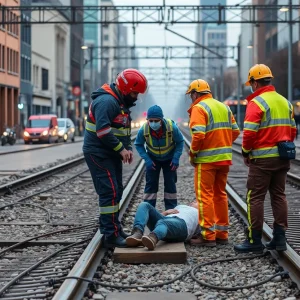 Emergency response team at a train incident site in San Antonio